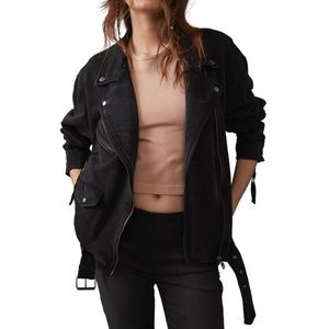 FREE PEOPLE Women’s Rebel Knit Black Moto Jacket - size xs xsmall NEW